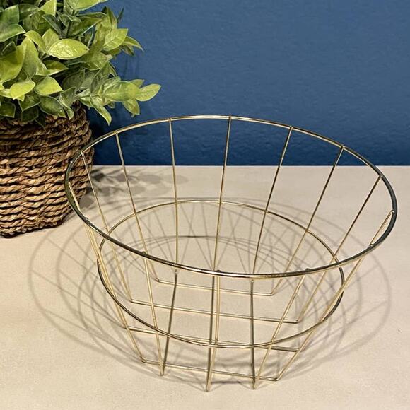 Essentials Gold Round Baskets (2) New With Tags - Picture 4 of 4